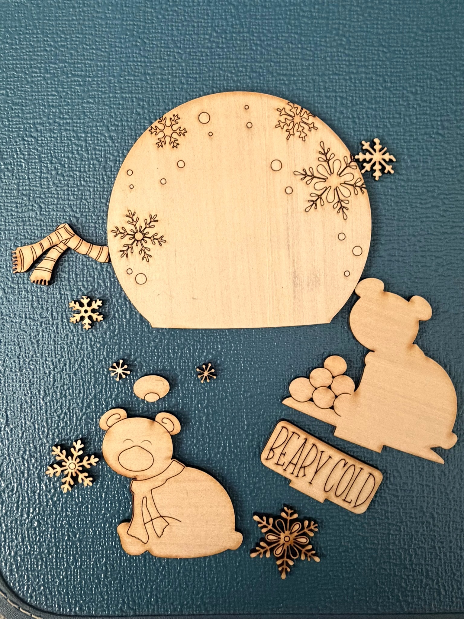 Unfinished Bearly Cold globe insert pieces