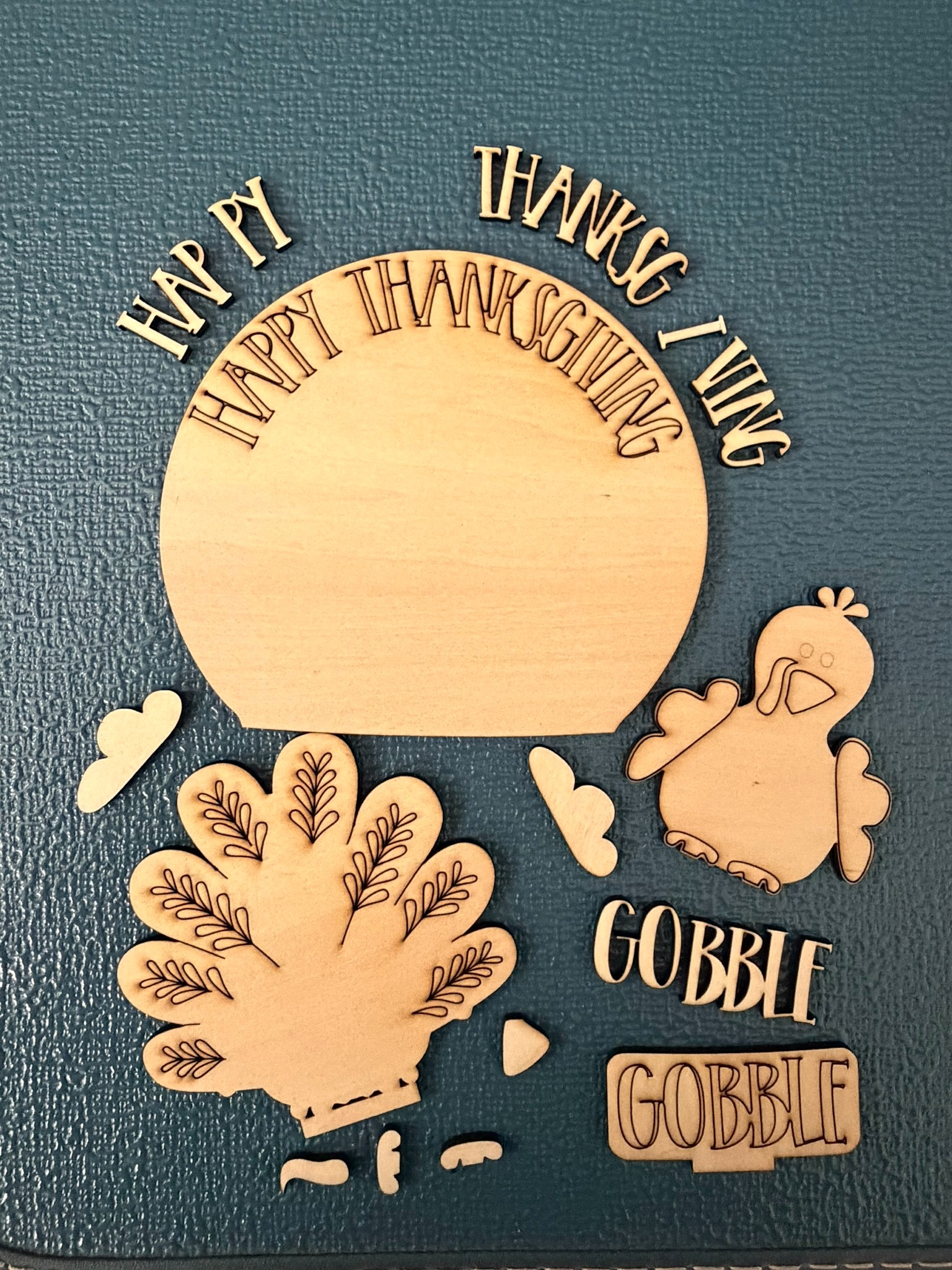 Unfinished Thanksgiving globe insert pieces